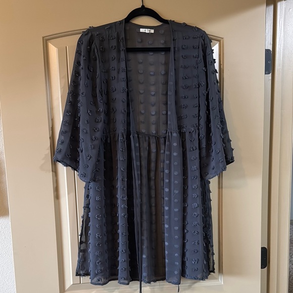 Sheer Gray Kimono Cardigan - Picture 1 of 4